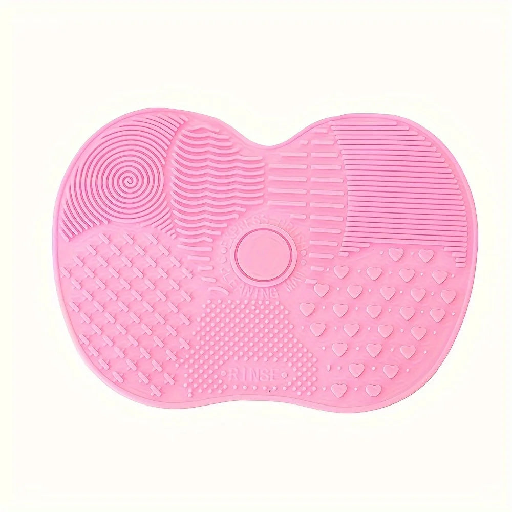 1Pc Silicone Apple-Shaped Makeup Brush Cleaner Pad With Suction Cup For Effective Cosmetic Tool Cleaning