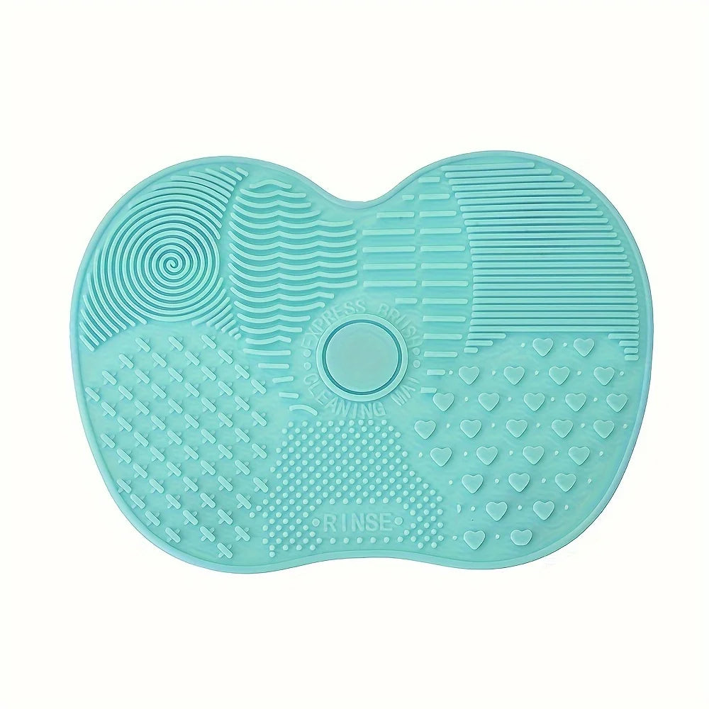 1Pc Silicone Apple-Shaped Makeup Brush Cleaner Pad With Suction Cup For Effective Cosmetic Tool Cleaning