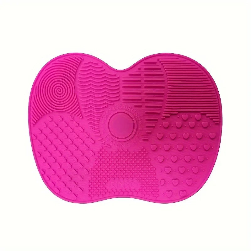1Pc Silicone Apple-Shaped Makeup Brush Cleaner Pad With Suction Cup For Effective Cosmetic Tool Cleaning