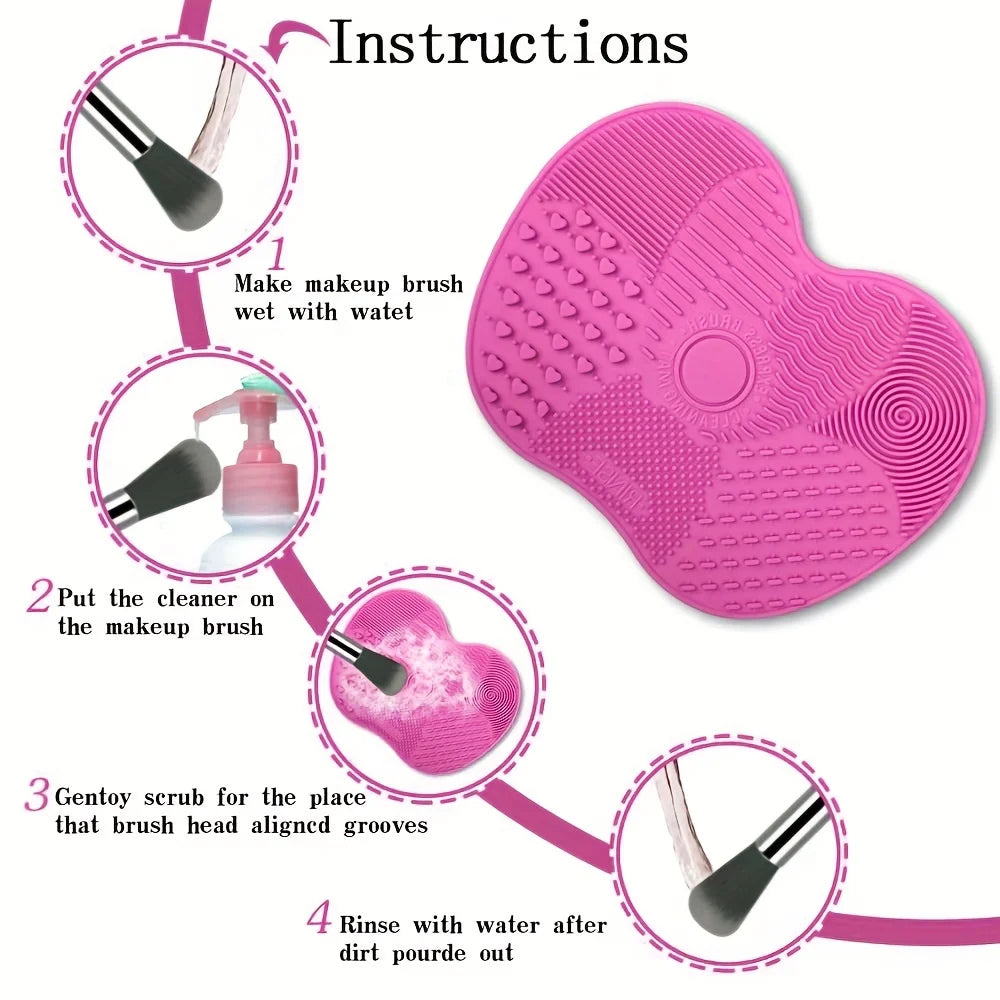 1Pc Silicone Apple-Shaped Makeup Brush Cleaner Pad With Suction Cup For Effective Cosmetic Tool Cleaning